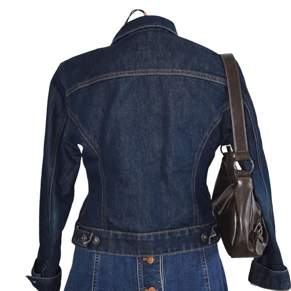 GAP XS Dark Wash Denim Jacket Y2K Minimalist - Picture 3 of 4